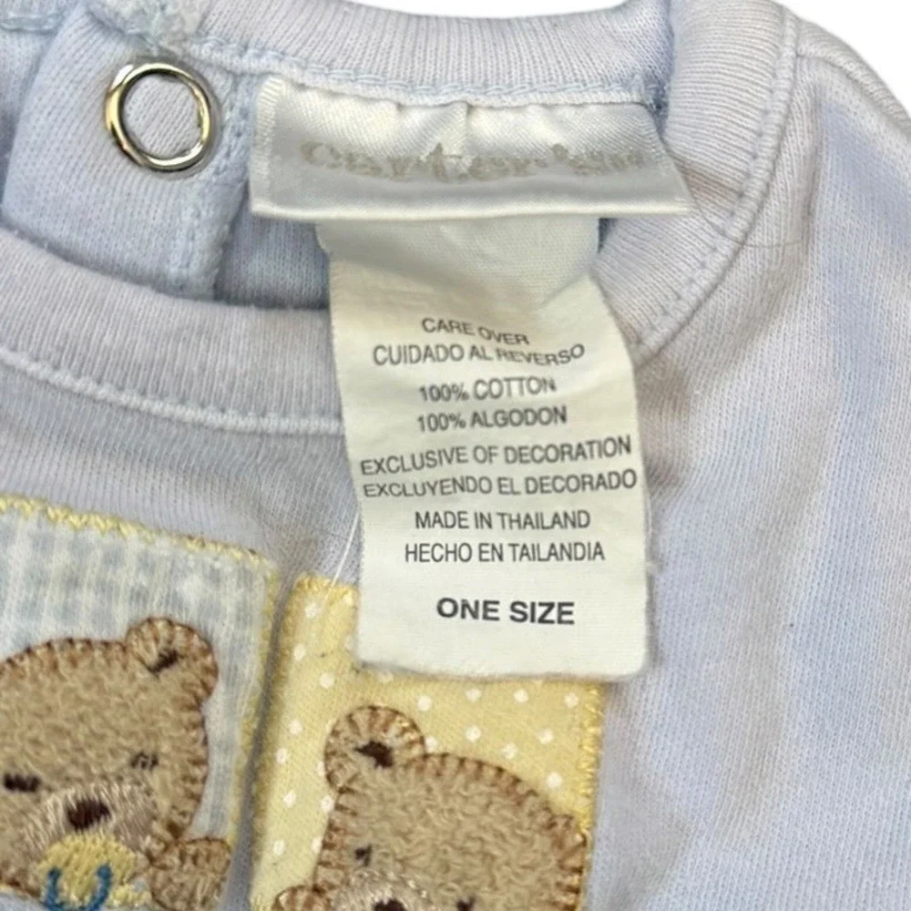 Vintage Carter's Sleep gown Baby Just One Year Teddy Bear Blue Striped  newborn